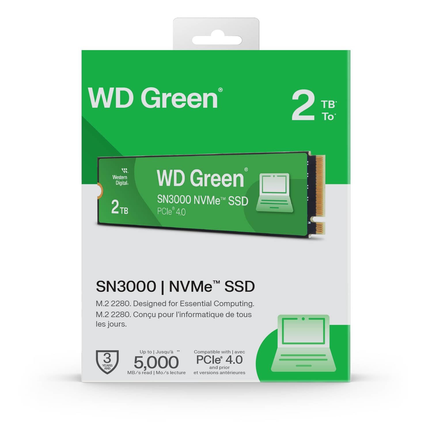 WD Green® SN3000 NVMe™ SSD, PCIe® Gen 4, 2TB | Game Essentials